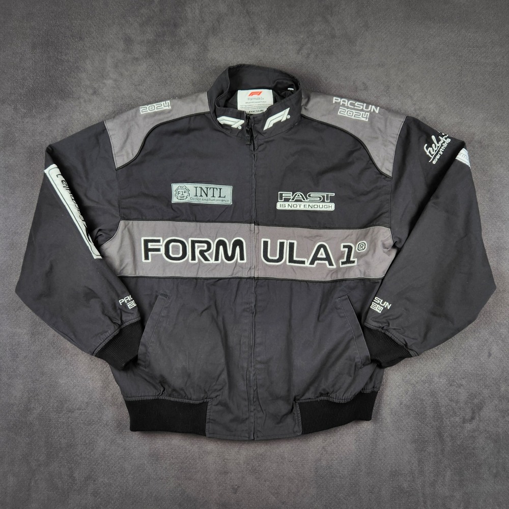 PacSun Formula 1 Racing Jacket Mens Large Black Gray 2024 F1 Pole Position